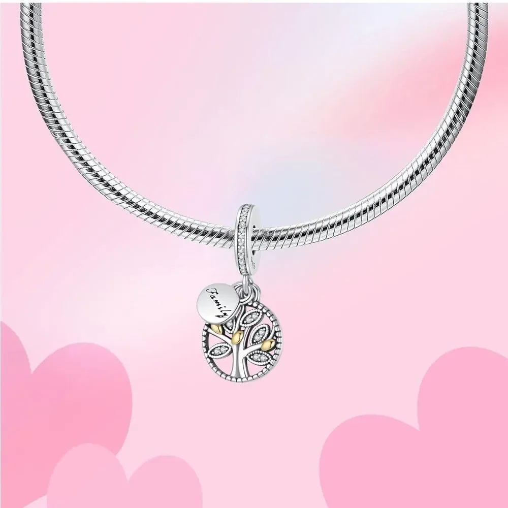 925 Sterling Silver Family Charm | Family Tree | Pandora Bracelet Fit - Picture 2 of 5